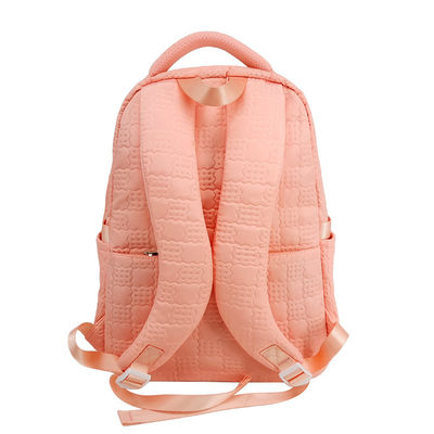 Sacos escolares em relevo rosa Mochila de material de poliéster de nylon com caixa de lápis