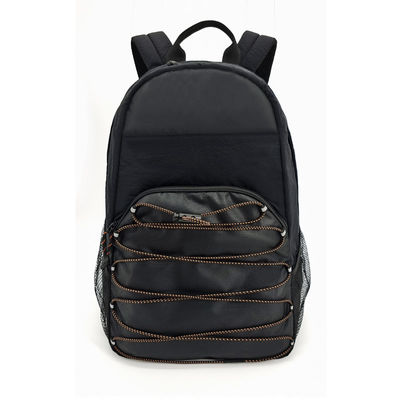 Mochila de nylon macia de tecido Repelente de água preto para viagens ao ar livre