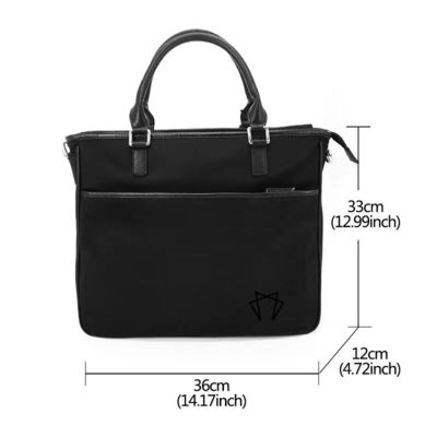 Saco de mão de tecido poliéster revestido Crossbody Tote Preto Cores Multifuncionais