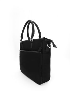 Saco de mão de tecido poliéster revestido Crossbody Tote Preto Cores Multifuncionais