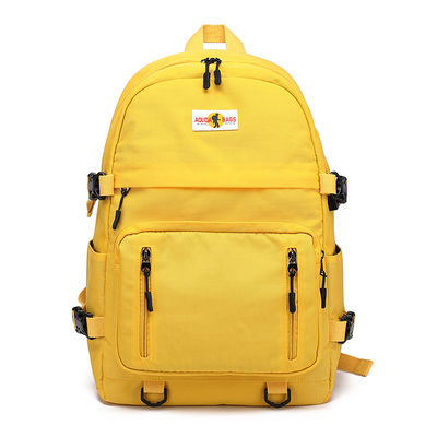 Mochila de nylon macia amarelo unisex com fecho de fecho de fecho