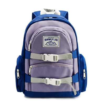 Mochila de fraldas de nylon suave com 2 bolsos exteriores Cor azul