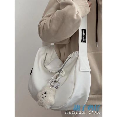 Forro de tecido Saco Crossbody Casual Cor Branca Para a Temporada de Verão