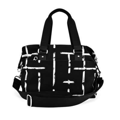 Saco Unisex Negro Crossbody Tote Com Forro de Tecido Manos Duplas