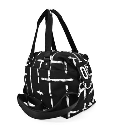 Saco Unisex Negro Crossbody Tote Com Forro de Tecido Manos Duplas