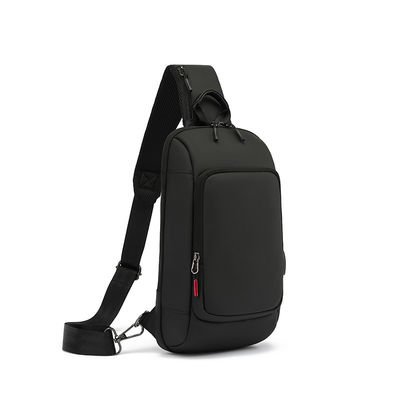 Sacos de Crossbody de ombro preto com fecho de fecho de poliéster