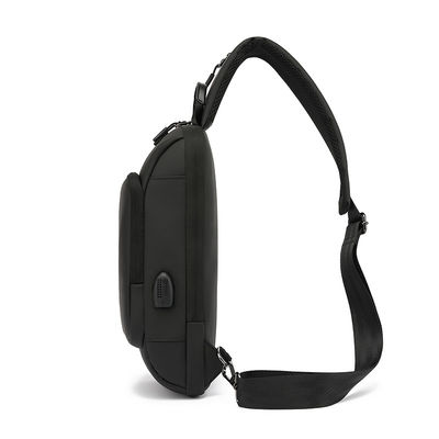 Sacos de Crossbody de ombro preto com fecho de fecho de poliéster