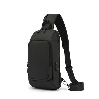 Sacos de Crossbody de ombro preto com fecho de fecho de poliéster