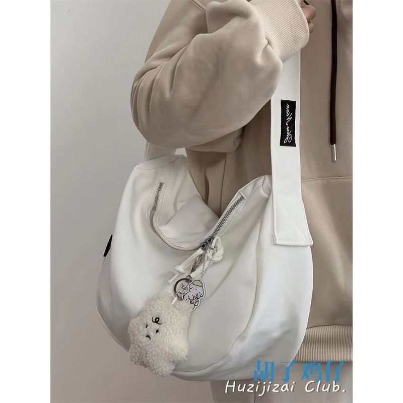 Forro de tecido Saco Crossbody Casual Cor Branca Para a Temporada de Verão